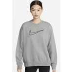 Nike Training Plus Essential Get Fit Dri Fit Graphic Crew Grey Oversized Bol Kesim Kadın Sweatshirt Gri