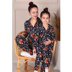 Niket Life AYICIK DESENLİ SÜET ANNE-KIZ PİJAMA TAKIMI LACİVERT