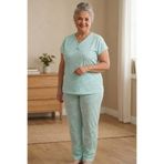 Niket Life Kadın Desenli Biye Yakalı Kısa Kol Altı Uzun Penye Anne Pijama Takımı