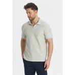 Nikol Erkek Gri Likralı Pamuk Karışımlı Esneyen Kumaş Spor Yaka Slim Fit Polo Yaka Tişört - 3XL