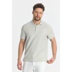 Nikol Erkek Gri Likralı Pamuk Karışımlı Melanj Efektli Slim Fit Kıvrılmaz Yaka Polo Yaka Tişört - XL