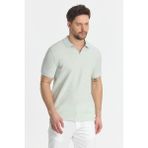 Nikol Erkek Mint Likralı Pamuk Karışımlı Esneyen Kumaş Spor Yaka Slim Fit Polo Yaka Tişört - 2XL