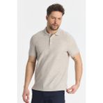 Nikol Erkek Vizon Likralı Pamuk Karışımlı Melanj Efektli Slim Fit Kıvrılmaz Yaka Polo Yaka Tişört - 3XL