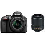 Nikon D3300 18-55mm VR II + 55-200mm VR II Duble Lens DSLR Siyah Fotoğraf Makinesi