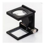 NIKULA-28X28 mm Katlanır Sayaçlı Metal Lüp, 2 LED Işıklı Büyüteç Tekst