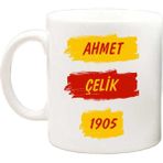 Nil Hediye Sarı Kırmızı Taraftar Kupa Bardak - Beyaz