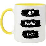 Nil Hediye Siyah Beyaz Taraftar Kupa Bardak - Beyaz - Sarı