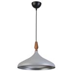 Nil Modern Tasarım Ahşap Detaylı Metal Cafe - Mutfak Gri Renk Tekli Avize (35 CM)