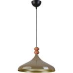 Nil Modern Tasarım Ahşap Detaylı Metal Cafe - Mutfak Kahverengi Tekli Avize (35 Cm)