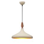 Nil Modern Tasarım Ahşap Detaylı Metal Cafe - Mutfak Krem Renk Tekli Avize (35 CM)