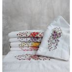 Nil Nakışlı 6 Adet El Yüz Havlusu 50 x 90 cm - 50 x 90 cm - Açık Mavi - Beyaz - Pembe
