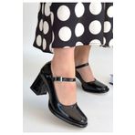 Nil Shoes Puar Siyah Rugan Topuklu Ayakkabı