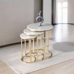 Nil Zigon Sehpa Gold Marmo