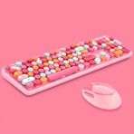 Nilavia Ally Mofi Sweet 2.4g Retro Kablosuz Q Klavye Oyuncu Klavye ve Mouse SETI-(5775) - AL002A-61D2U5 - Pembe