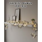 Nilavia Yaldızlı Gümüş Yaprak LED Işık Pilli Dekoratif Ortam ve Yılbaşı Aydınlatm - AL002A-631YS - Çok Renkli