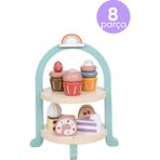 Nilberry Ahşap 2 Katlı Pasta Standı ve Tatlı Seti - Montessori Eğitici Oyuncak Pasta Servis Standı Pastane