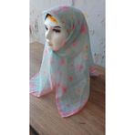 Nilbutik Kız Çocuk Pembe Çilek Temalı Pamuklu Çocuk Eşarp 80*80cm