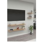 NİLDECO 4lü Atlantik Çam Duvar Rafı Tv Rafı Salon Dekorasyonu 4lü Tv Raf