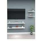 NİLDECO 4lü Beyaz Duvar Rafı Tv Rafı Salon Dekorasyonu 2 Adet 100*15 2 Adet 50*15 Ürün Mdf'dir.