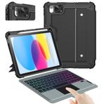 Nillkin iPad A16 Klavye Kılıfı: 11./10. Nesil için Üçlü Tehdit | Trackpad'li Çıkarılabilir Klavye, 7 Renkli Arkadan Aydınlatmalı ve Sağlam 360° Koruma | iPad 11 (2025)/10 (2022) için, Siyah