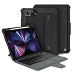 Nillkin Klavyeli iPad kılıfı, Apple iPad 9./8./7. nesil 10,2 inç, trackpad ve akıllı konnektör iPad 10.2 2019/2020/2021 için, kablosuz QWERTY düzeni, siyah