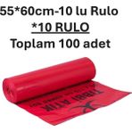 Nilplast Asm Tıbbi Atık Poşeti 55*60 400 gr 10 Adet Rulo * 10 RULO
