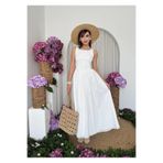 Nils Boutique Butter-Vanilya Sarısı - Pembe Korse Detaylı Midi Elbise