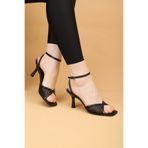 Nilsa Shoes Kadın Fileli Arkası Açık Bilekten Bağlamalı İnce Topuklu Abiye Ayakkabı