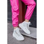 Nilufarr Candy Beyaz Hakiki Deri Kadın Sneaker Bot
