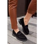 NILUFARR Sindy Siyah Süet Hakiki Deri Kadın Loafer