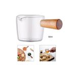 NİLÜFER HOME 1 Adet Ahşap Saplı Barosilikat Cam Mini Sütlük-sosluk-reçellik / 50ml -YLD001436
