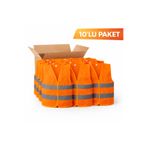 Nilüfer İş Güvenliği Reflektörlü İş Güvenliği Yeleği Fosforlu Turuncu 10'lu Paket | Trafik / İnşaat / İşçi Yeleği