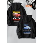 Nilvor HEAVEN WEARSevgili Çift Kombin Şimşek McQueen ve Sally Baskılı Kapüşonlu Sweatshirt 2li Set Takım