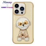 Nimmy iPhone 15 Pro Max Uyumlu 3D Gözlük Zincir Rich Kedi Nakış İşlemeli Kabartmalı Cool Glasses Kılıf