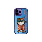 Nimmy iPhone 15 Pro Max Uyumlu Drill Serisi Turuncu Kedi Nakış Işlemeli Detaylı 3D Hologram Silikon Telefon Kılıfı