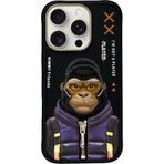 Nimmy iPhone 16 Pro 3D Gerçek Nakış İşlemeli Kabartmalı Gözlük Fermuar Mont Gorilla Detaylı Cool Cute 2.0 Silikon Kılıf