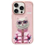 Nimmy iPhone 16 Pro Max Uyumlu 3D Gözlük Fermuar Beauty Kedi Nakış İşlemeli Kabartmalı Cool Cute Kılıf