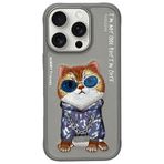 Nimmy iPhone 16 Pro Max Uyumlu 3D Gözlük Zincir Little Kedi Nakış İşlemeli Kabartmalı Cool Glasses Kılıf