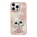 Nimmy iPhone 16 Pro Uyumlu 3D Göz Pembe Köpek Detaylı Gerçek Nakış İşlemeli Kabartmalı New Big Eyes Kılıf