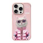 Nimmy iPhone 16 Pro Uyumlu 3D Gözlük Fermuar Beauty Kedi Nakış İşlemeli Kabartmalı Cool Cute Kılıf