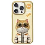 Nimmy iPhone 16 Pro Uyumlu 3D Gözlük Fermuar Hipster Kedi Nakış İşlemeli Kabartmalı Cool Cute Kılıf