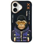 Nimmy iPhone 16 Uyumlu 3D Gözlük Fermuar Goril Detaylı Nakış İşlemeli Kabartmalı Cool Cute Kılıf