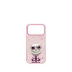 Nimmy Iphone 17 Pro Max 3d Nakış Gözlük Ve Fermuar İşlemeli Beyaz Kedi Desenli Telefon Kılıfı 2.0 - Pembe