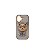 Nimmy Iphone 17 Uyumlu Magsafe Stand Özellikli 3d Gözlük Ve Fermuarlı Bear Nakışlı Cool Cute Telefon Kılıfı - Gri