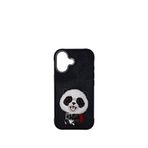 Nimmy New Big Eyes Panda Iphone 17 Uyumlu 3d Nakış İşlemeli Telefon Kılıfı - Siyah