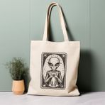 Ninastore %100 Pamuklu Tote Çanta, Tarot Kartı Uzaylısı. Çevre Dostu, Estetik Alışveriş Çantası, Ömür Boyu Kullanabileceğiniz Çanta. - Renkli