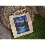 Ninastore Gece Gökyüzü Çam Ağaçları - Şirin Tote Çanta, Bez Çanta, Kitap Çantası, Alışveriş Çantası, En Iyi Kitap Çantaları, Estetik Tote Çanta - Renkli