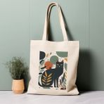 Ninastore Kedi Illüstrasyonlu Tote Çanta, Matisse'den Ilham Alan, %100 Pamuklu, Çevre Dostu Alışveriş Çantası, Ömürlük Çanta - Renkli