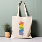 Ninastore Lgbtqıa+ Onur Tote Çantası, Sevimli Gökkuşağı Kedileri, %100 Pamuklu Çevre Dostu Alışveriş Çantası, Ömürlük Çanta - Renkli
