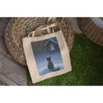 Ninastore Siyah Kedi Kar Tote Çantası - Estetik Tote Çanta, Tote Çanta, Hediye Tote Çanta, Sevimli Tote Çanta, Kedi Çantası, Alışveriş Çantası, Kitap Çantası - Renkli